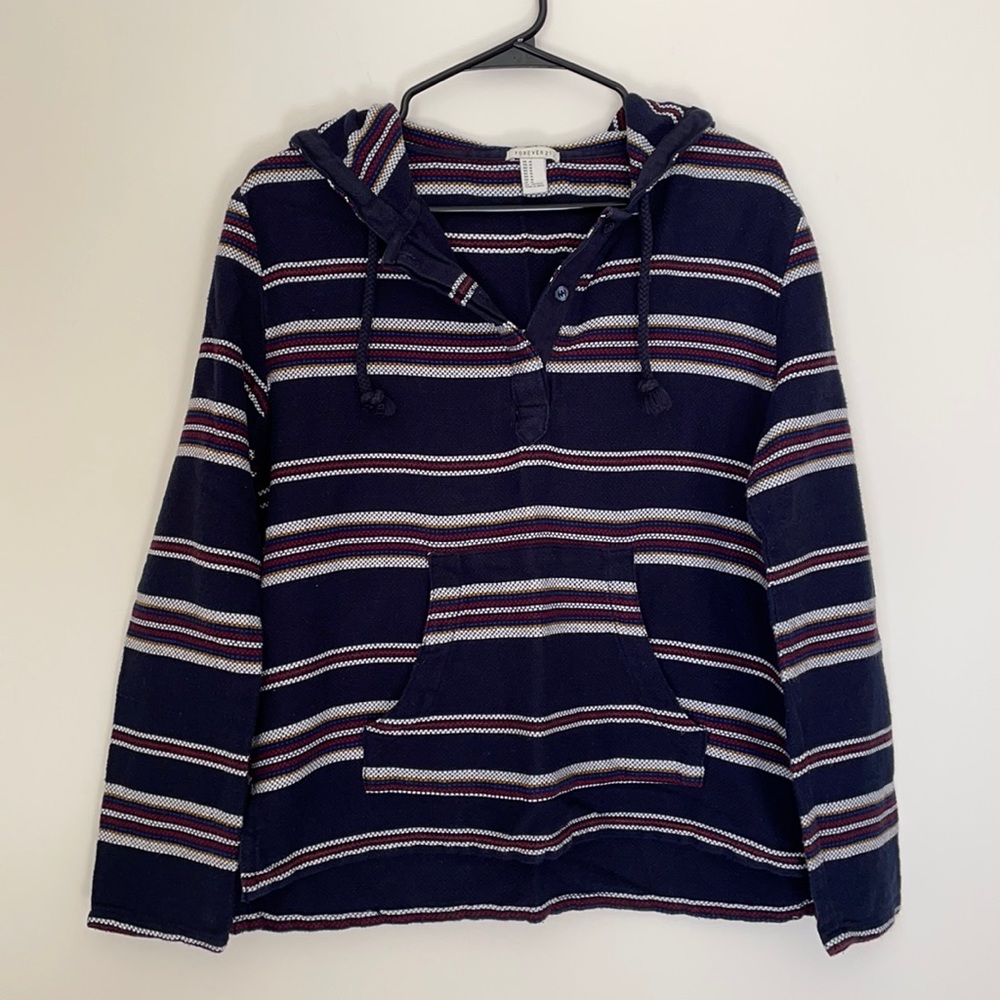 Forever 21 Striped Poncho Hoodie